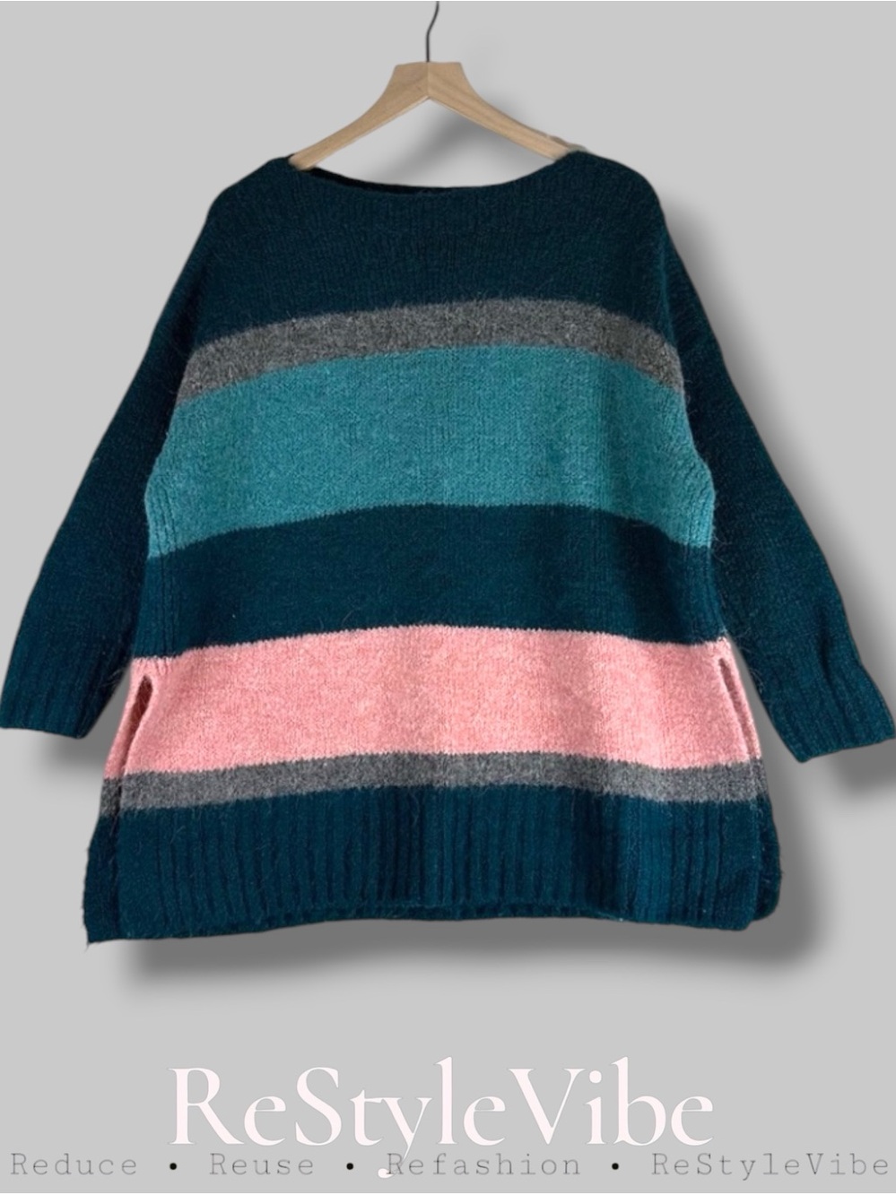 LOU & GREY LOFT Women’s Size L Sweater Striped Wool Alpaca Blend Boat Neck